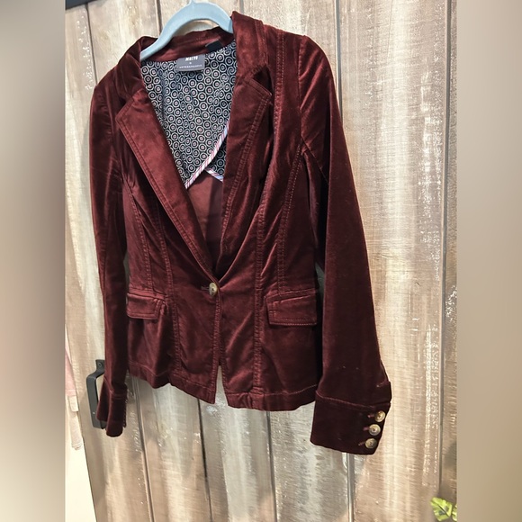 Anthropologie Deep Red Velvet Blazer - Picture 9 of 14